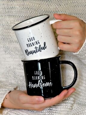 MATCHING COUPLE "Good Morning Beautiful & Handsome" mug set